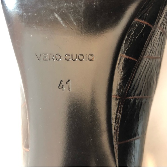 BRUNO MAGLI Brown Croco Leather Pumps Shoes Heels - Picture 10 of 12